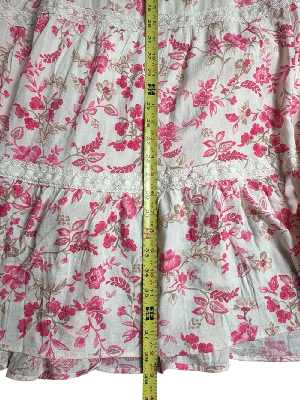 Torrid Tiered Floral Maxi Skirt Pockets Boho Pink Coral Size 3 3X 22/24 - Picture 7 of 10